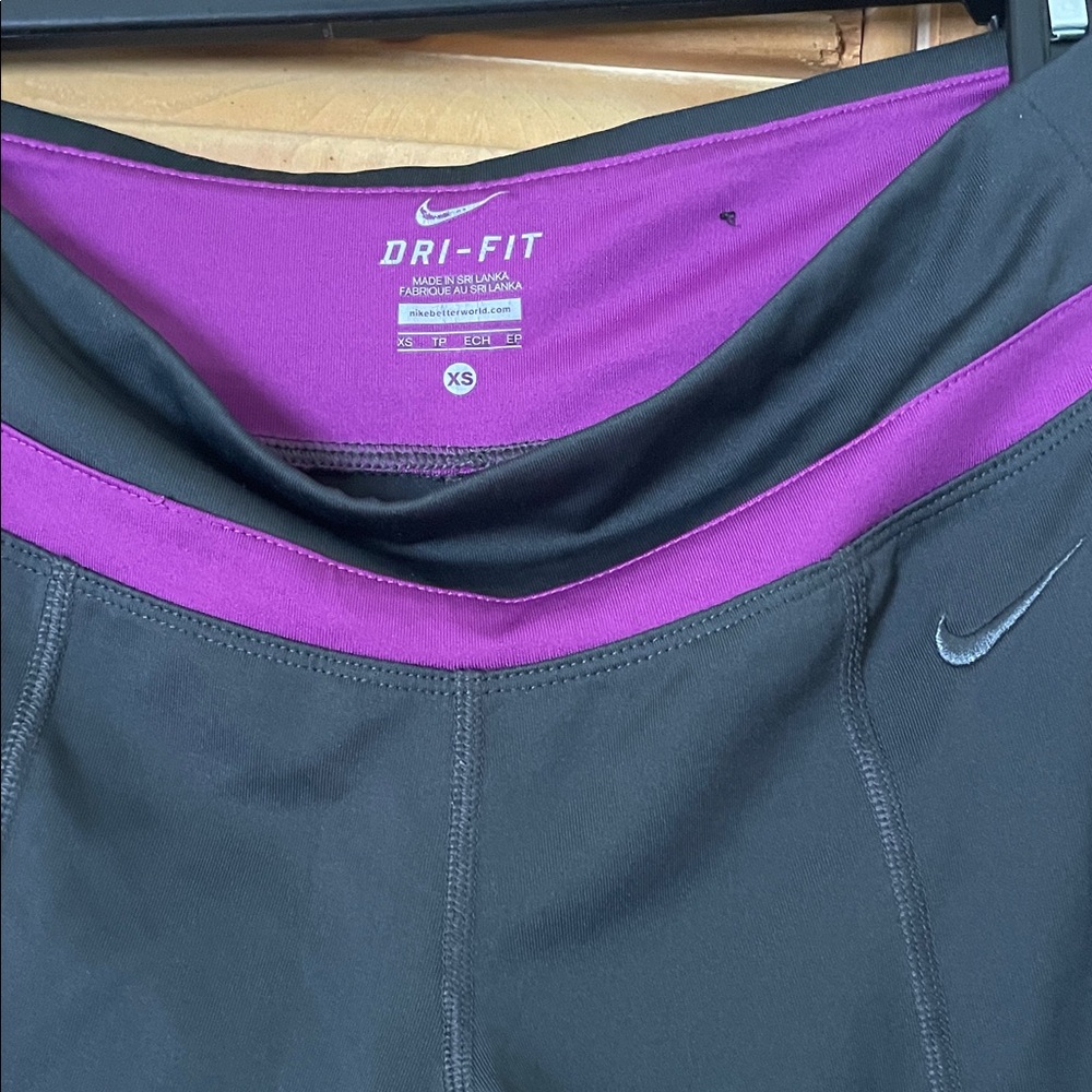 Nike Black and Purple Dri-FIT Track Pants